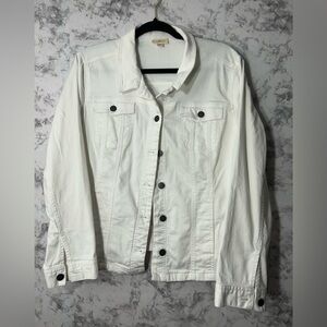 J. Jill Women White  Denim Jacket Sz M EUC